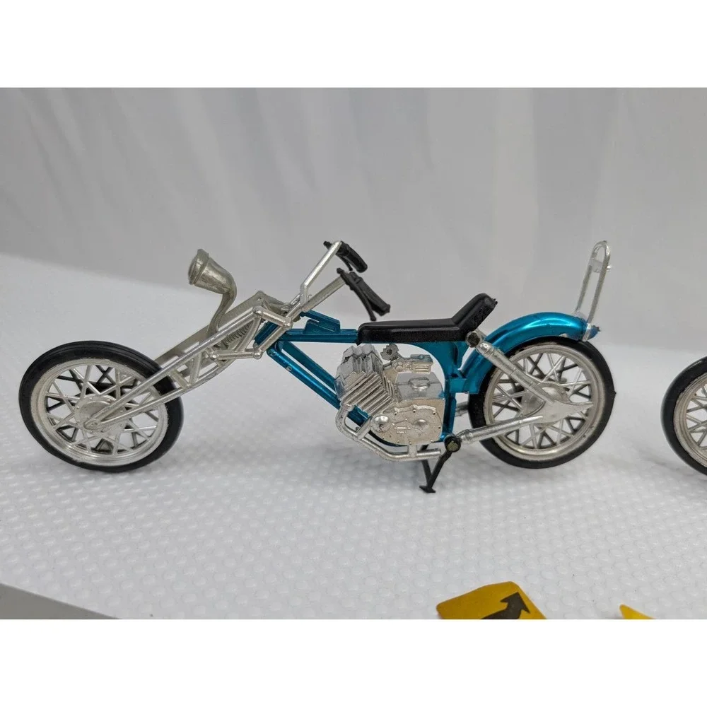 Plastic Motorcycle Chopper Bike Lot of 2 Cake Topper Toy
